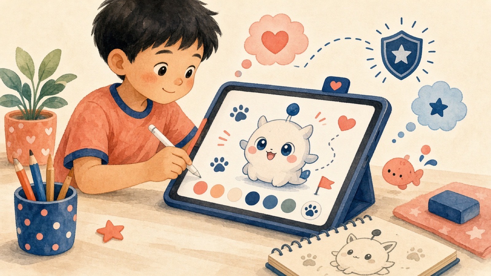 เด็กออกแบบและระบายสีสัตว์เลี้ยง AI ก่อนเห็นมันมีชีวิตบนหน้าจอ